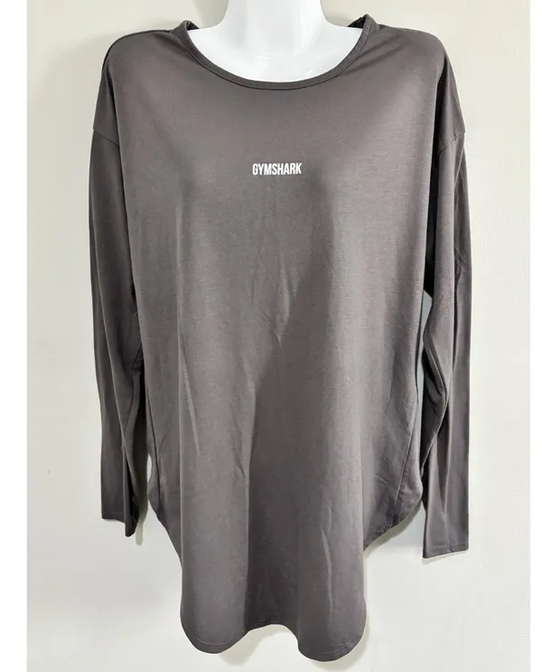 GymShark Open Back Ark Long Sleeve Shirt Women’s Medium Athletic Gray Top - Image 7