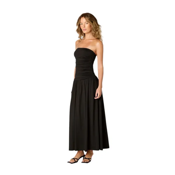 NIA Santal Revolve Black Strapless Midi Dress - Image 4