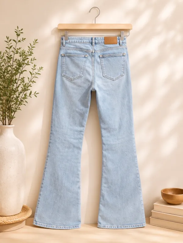 Zara High Waisted Flare Jeans Light Wash Size 6 EUR 38 - Image 2