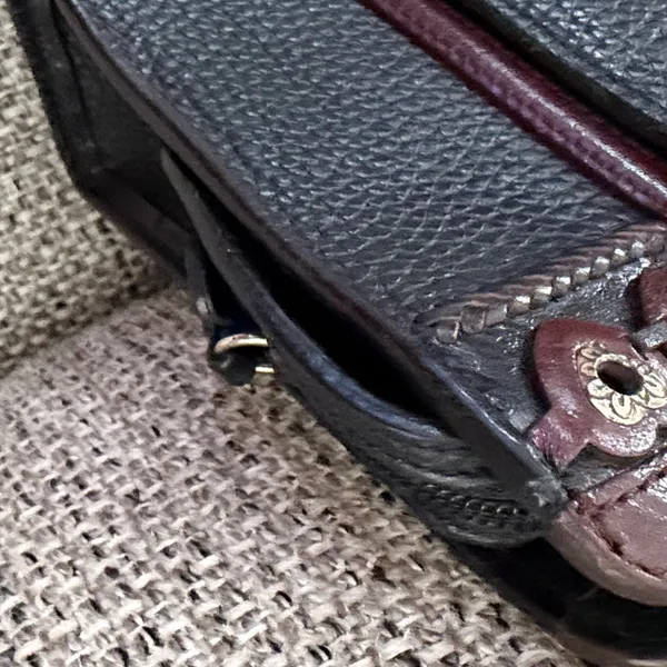 Black Leather Brighton Jagger Purse Silver Heart Details Great Condition Y2K VTG - Image 7
