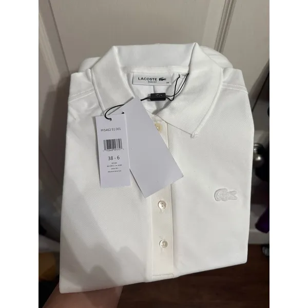 Lacoste Slim Fit Stretch Cotton Pique Polo White Minimalist Capsule Preppy 38 6 - Image 4