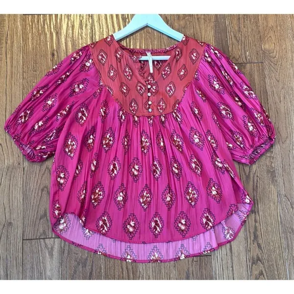 By Anthropologie pink boho dolman sleeve blouse M - Image 11