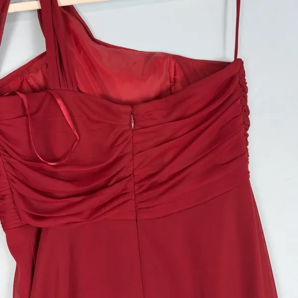 Alex Evenings Size-8 Red Chiffon‎ One Shoulder Empire Waist Evening Gown - Image 10