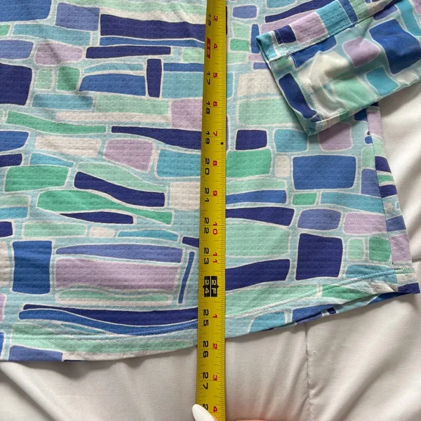 IBKUL Womens Blue Green Geometric Quarter Zip Sun Shirt Top Medium Gorpcore - Image 4