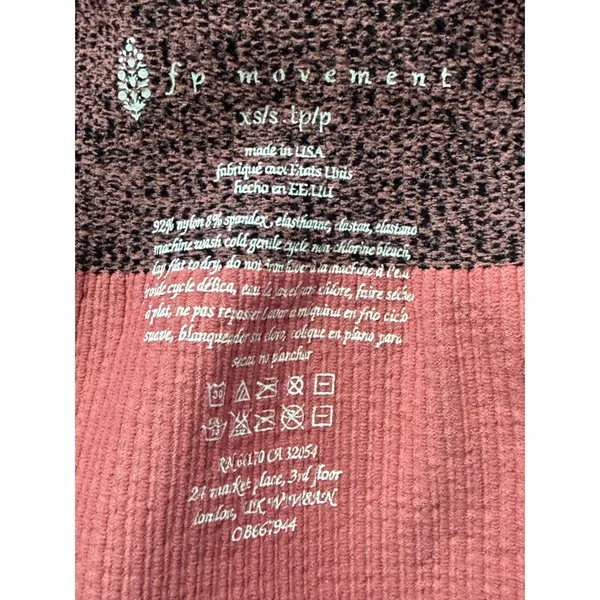FP Movement Free People Ribbed Open Back Bodysuit‎ Pink Black XS S OB667944 - Image 3