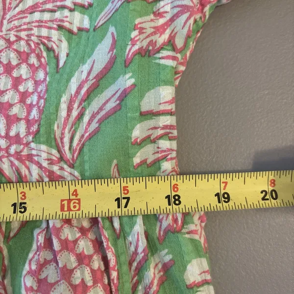 Crown Ivy Dress Sz‎ S Pineapple Green Cottage Tiered Tropical Puff Short - Image 12