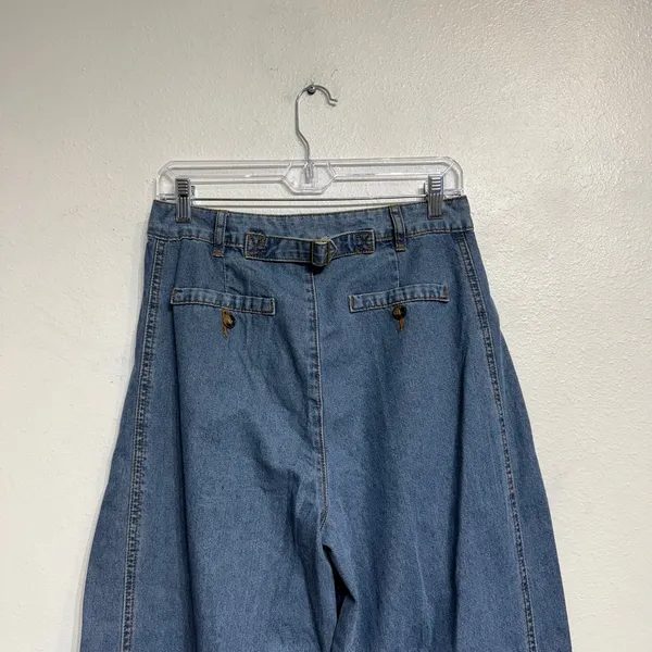 Blue Denim Pleated Wide Leg Trouser Jeans Sz S - Image 8
