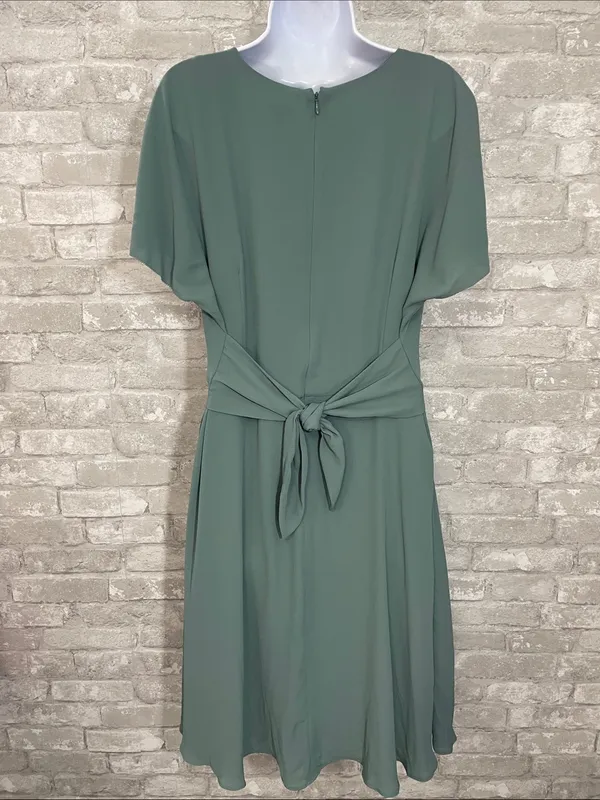 Ann Taylor V-Neck Draped Sage Green Dress - Image 2