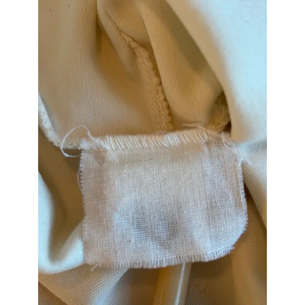 Vintage Cream Cowl Neck Hooded Long Sleeve Top Ivory Polyester Knit Made in USA - Image 4
