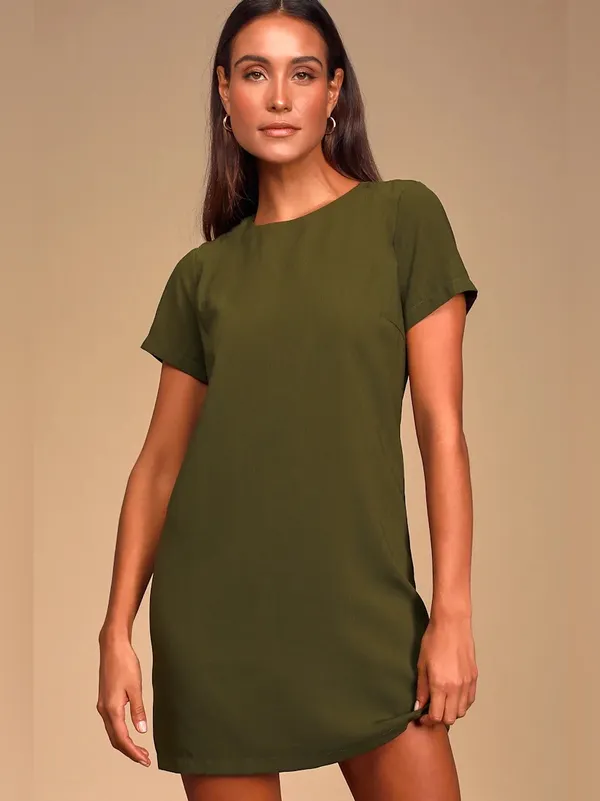 Lulus Shift and Shout Olive Green Shift Dress Size Medium NWT - Image 2
