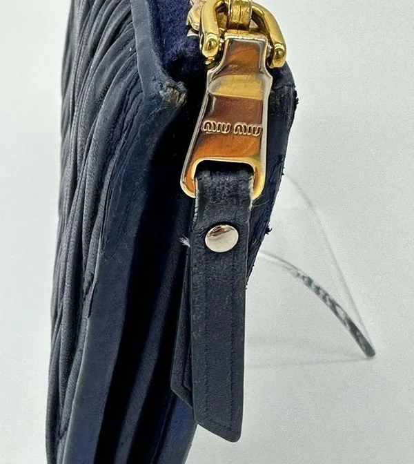 Miu Miu Navy Continental Leather Wallet - Image 8