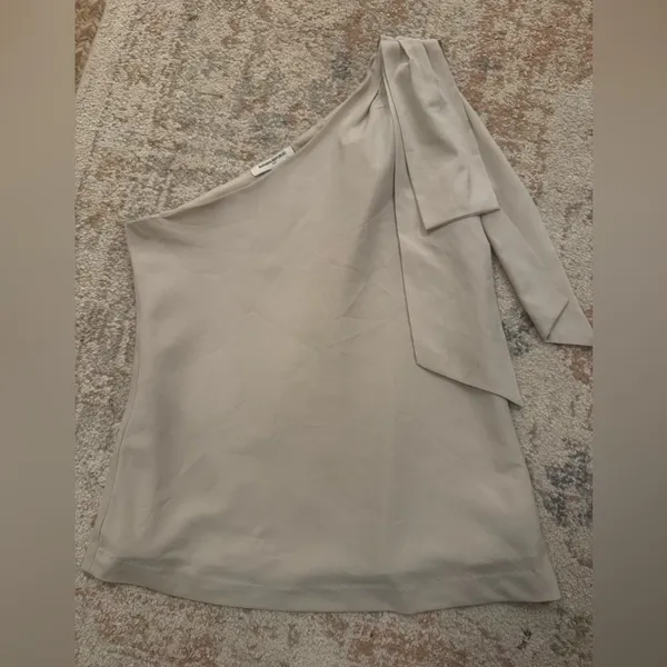 🌼Banana Republic Tan Wrap Blouse Asymmetrical Work - Image 9