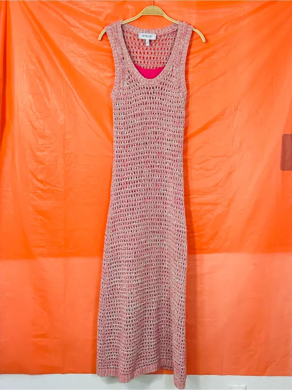 Derek Lam Pink Open-Knit Maxi Cover-Up - Image 3