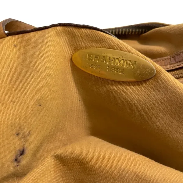 Brahmin Tan Tahiti Palm leaf and Crocodile embossed Shoulder Bag Rare Htf - Image 14