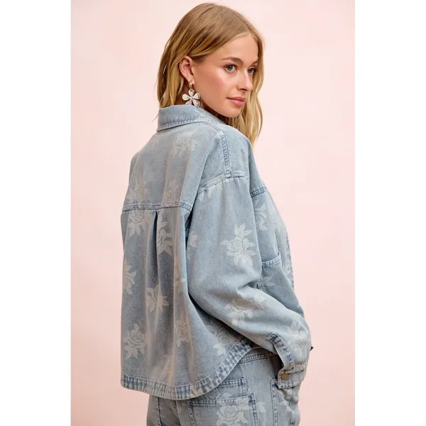 BiBi‎ Printed Washed Denim Jacket With Pocket - Image 3