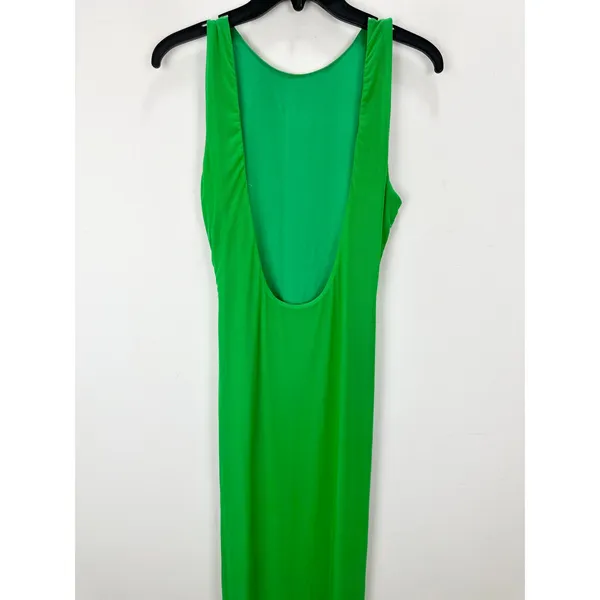 Lulus Karise Green Mesh Ruched Backless Maxi Dress Colorful Long Stretch XL - Image 12