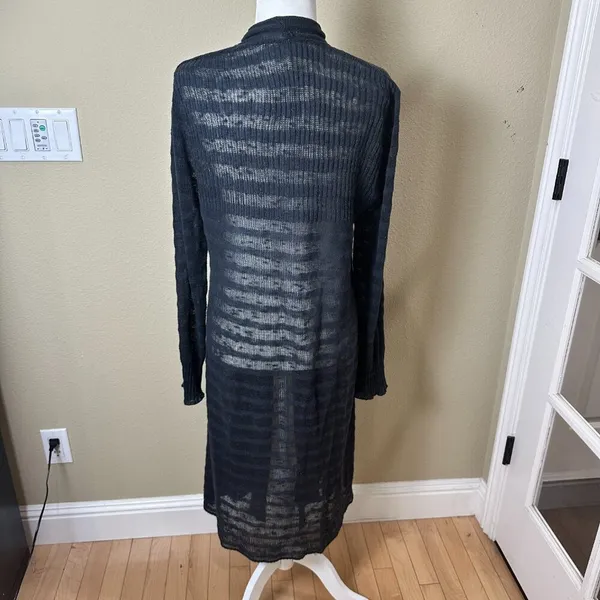 FREE PEOPLE Sheer Stripe Duster Long Line Open Cardigan Sweater - medium - Image 5