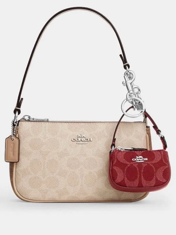 NWT Coach Mini Nolita Bag Charm In Signature Denim Silver/True Red CDB23 - Image 5