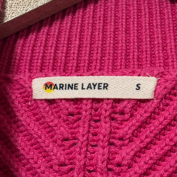 Marine Layer Skylar Mockneck Sweater Chunky Knit Bubblegum Pink Size Small - Image 3