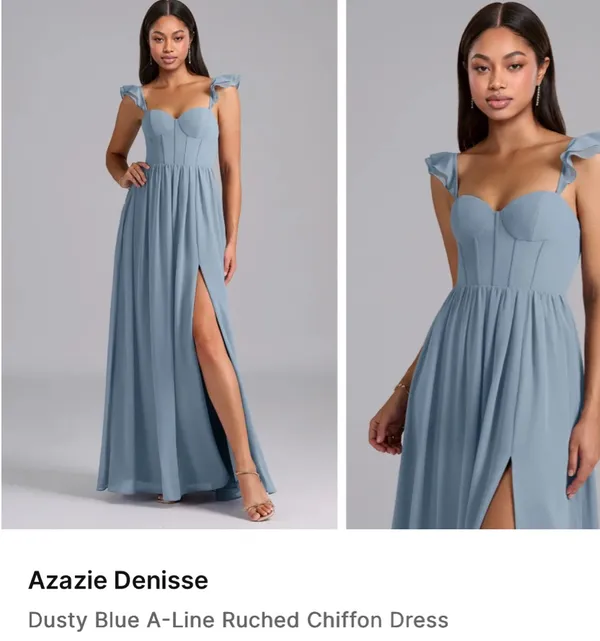Azazie Chiffon Dress Dusty Blue - Image 5