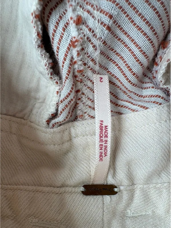 Free People Women's Striped High-Waisted Button Front Pants Size 2 Made in India - Image 4