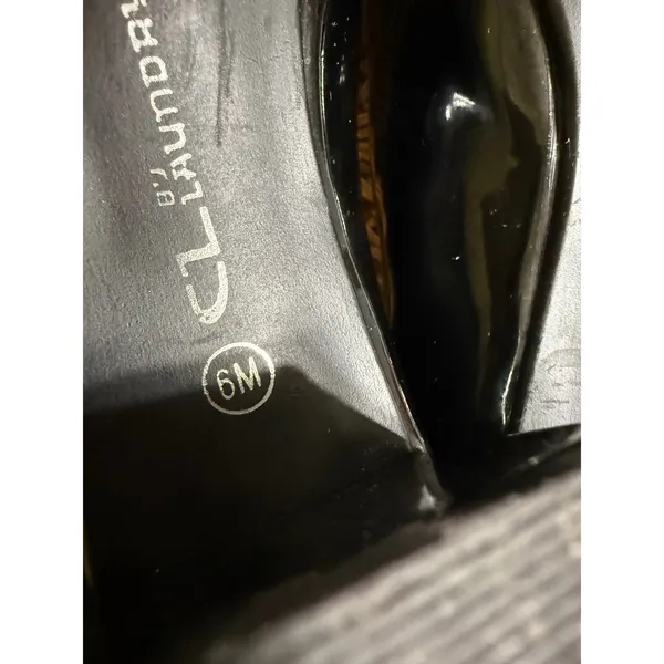CL by Laundry Womens Black Patent‎ Block Heel Round Toe Pumps Size 6M Scuffed - Image 6