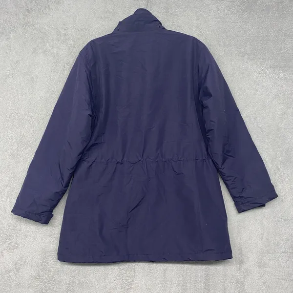 Lands End‎ Coat Womens Medium Blue Full Zip Outdoor Wind Check Nylon - Image 5