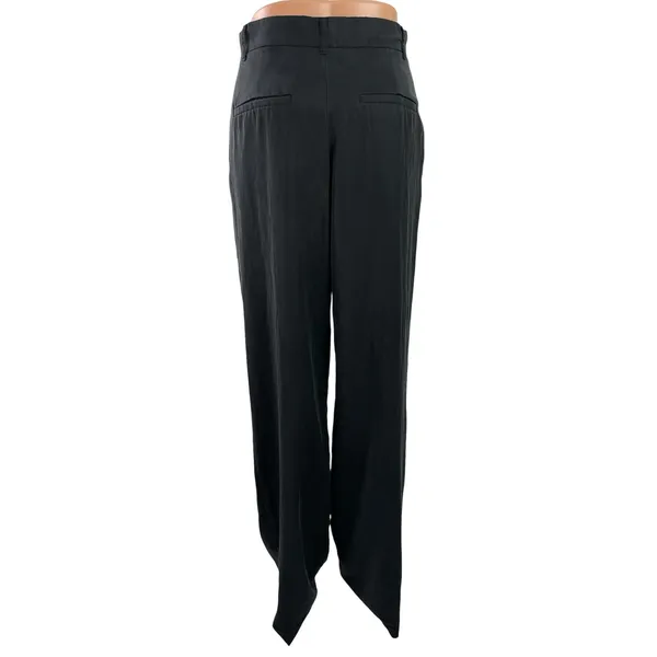 Zara Women's Black High Rise Pleated Straight Leg Trousers Dress Pants Size S - Image 3
