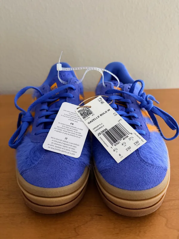 Adidas Gazelle Bold Hi-Res Blue / Bright Orange JS3906 Womens 6 - Image 6
