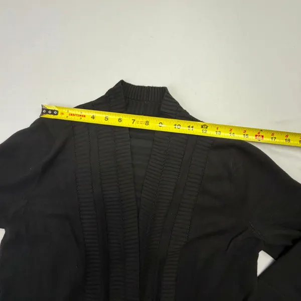 Cable & Gauge Black Open Front Cardigan Size L - Image 5