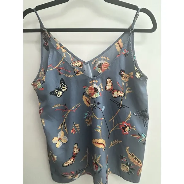 Abercrombie & Fitch Women XS Blue Butterfly Print Camisole Flowy Preppy Romantic - Image 3
