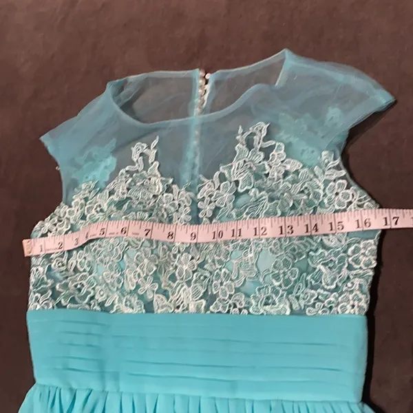 Women’s Chiffon Lace Appliqué Dress with Slit Prom Party Wedding NWOT 8 - Image 9
