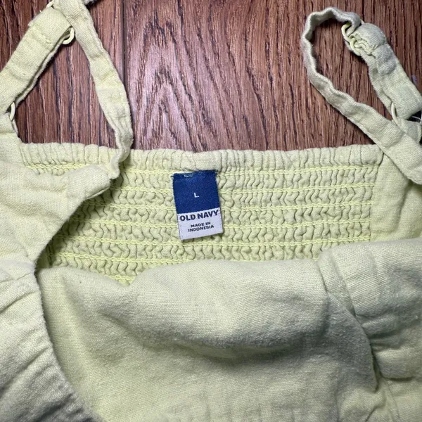Old Navy Womens‎ Lime Green Linen Blend Smocked Back Mini Dress with Pockets L - Image 4