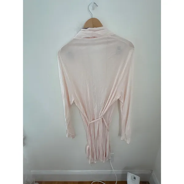 Eberjey Pink Rayon‎ Jersey Short Robe Shawl Collar Contrast Trim L/XL - Image 3