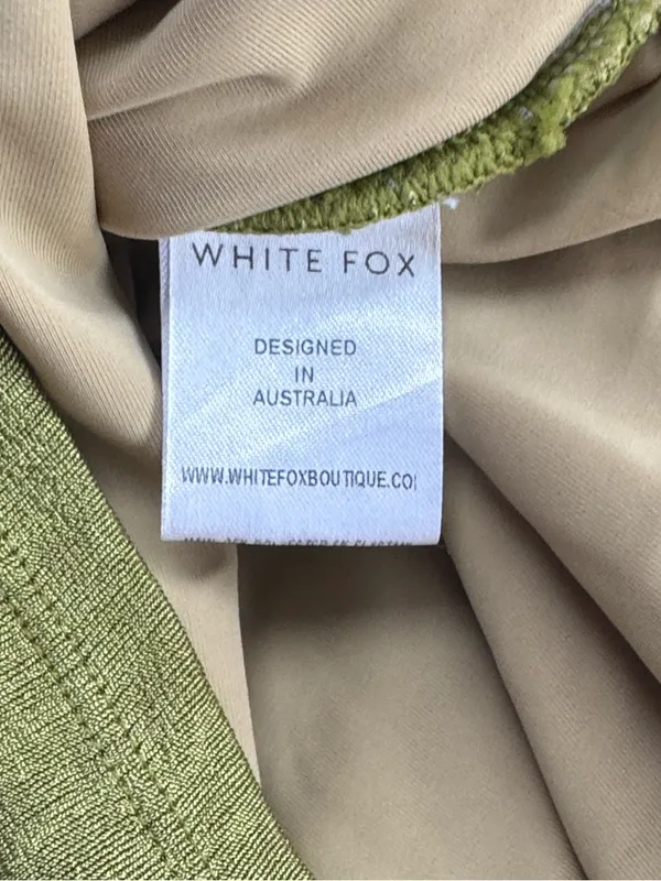 White Fox Love Language Single Strap Cut Out Mini Dress Green Small - Image 5