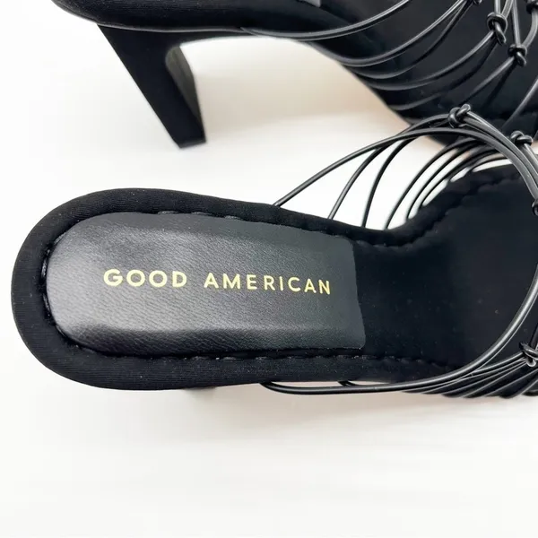 NWT Good American Square Toe Mule Sandals Women's‎ Size 7 Black Minimalist Chic - Image 8