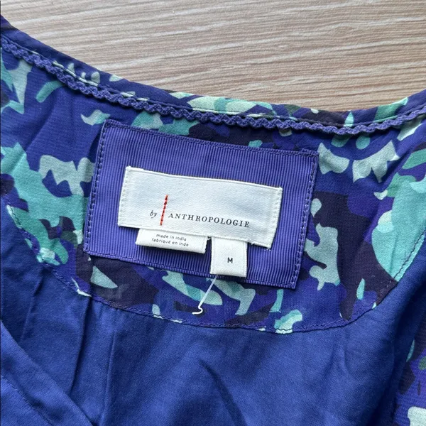 Anthropologie Long- Sleeve Somerset Mini Dress Blue floral navy - Image 5