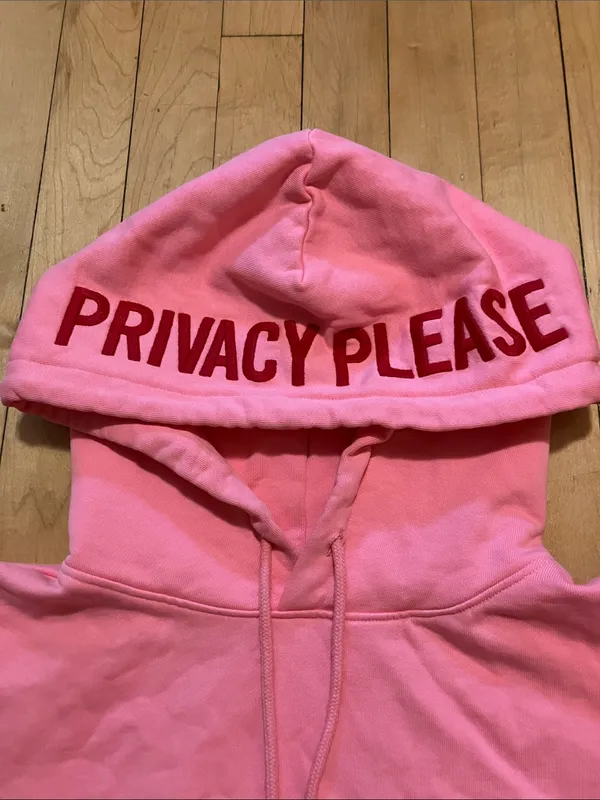 The Standard Label Pink Privacy Please Red Statement Hoodie Sweatshirt Size XS - Image 3