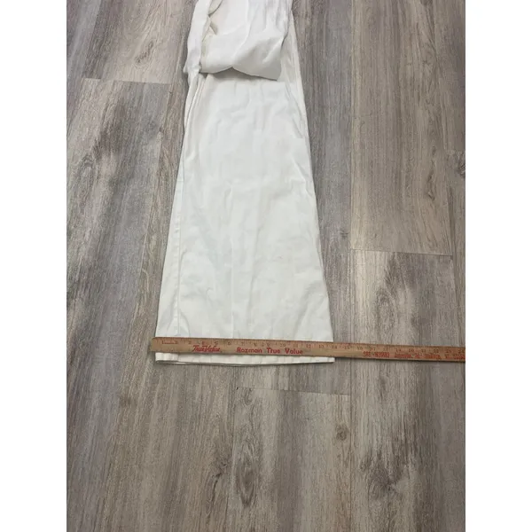 Zara Womens White Cotton Linen Blend Wide Leg High Rise Pants Size M 28 - Image 8