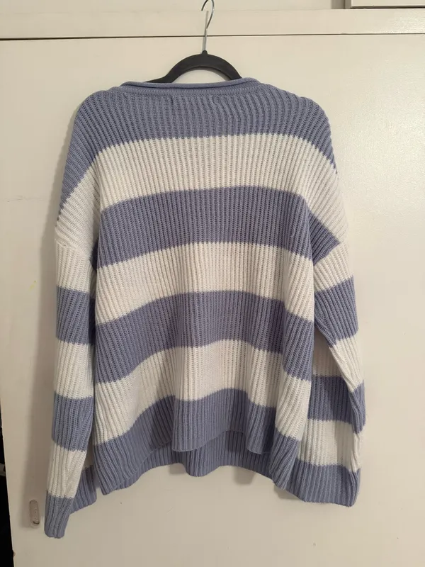 Amazon Long sleeve crew neck striped color block loose oversized - Image 3
