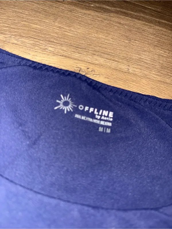 aerie Navy High-Neck Crop Sports Bra - Image 3