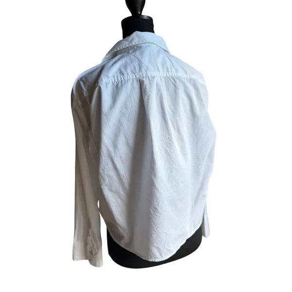 Talbots Petite White Cotton Popover Shirt Rhinestone Embellished Western Country - Image 6