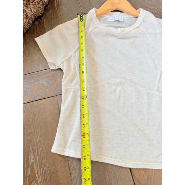 NWOT Sage The Label Short‎ Sleeve Tee Women's Cream Size Medium - Image 7