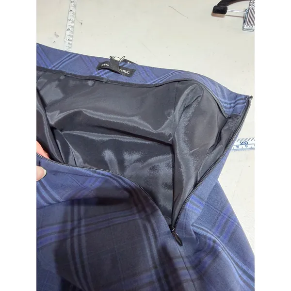 Banana Republic Pencil Skirt Womens 6 Blue Plaid Wool Blend Career Preppy NWT - Image 6