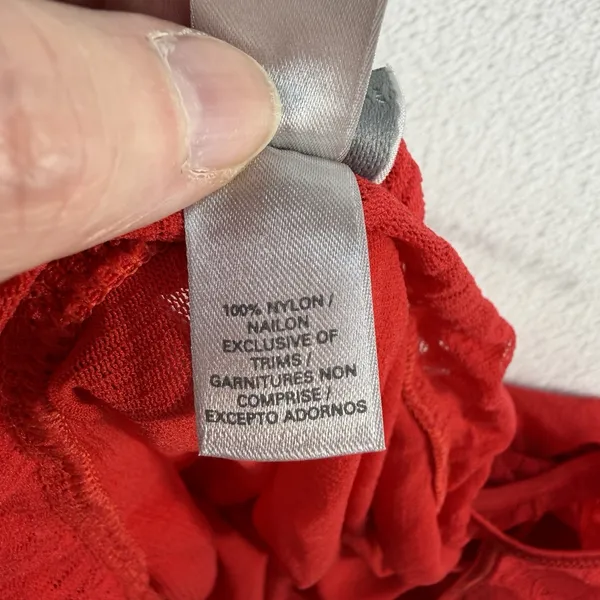 Y2K Victorias Secret XL Sheer Lace Babydoll Top Red Festival Stretch Romantic‎ - Image 10