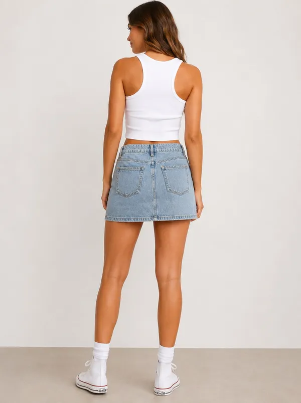 Denim Mini Skirt Blue Size M - Image 2