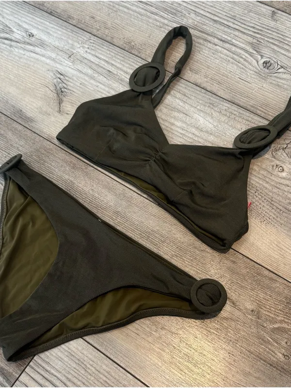 Red Carter Olive Green Ring-Detail Bikini Set Y2K style NWOT - Image 4