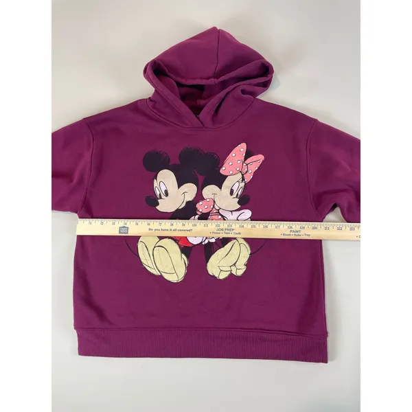 Disney Mickey & Minnie Hoodie Size M Burgundy Graphic Long Sleeve Sweatshirt - Image 6