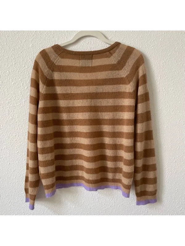 Jumper 1234 100% Cashmere Striped Sweater Brown Size 1 US Small Luxury Colorful - Image 2