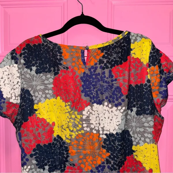 Boden Womens Multi Color Floral Cotton Shift‎ Dress US 14L Smocked Dobby - Image 4